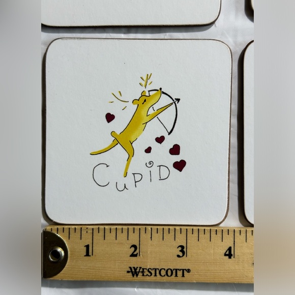 Pottery Barn Set of 9 Santa Reindeer Cork Backed Coasters - Picture 5 of 7